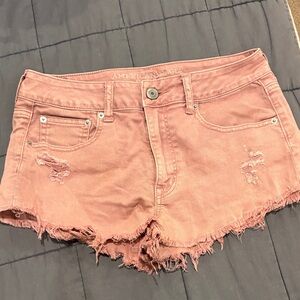 American Eagle Outfitters Pink Frayed Jean Shorts